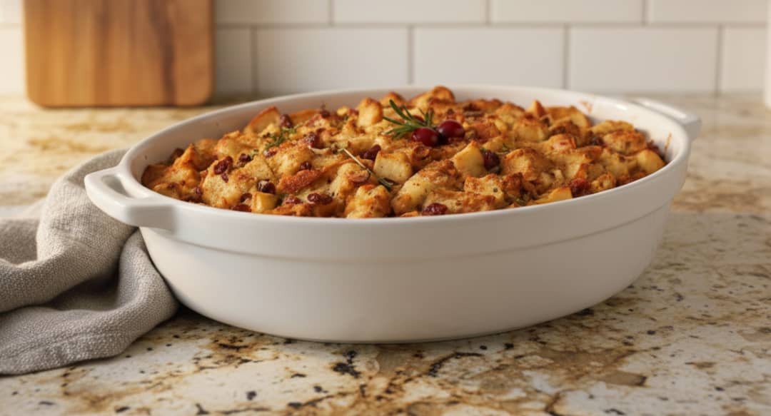 El Acompañante Perfecto: Stuffing de Manzana, Arándanos y Vino Blanco